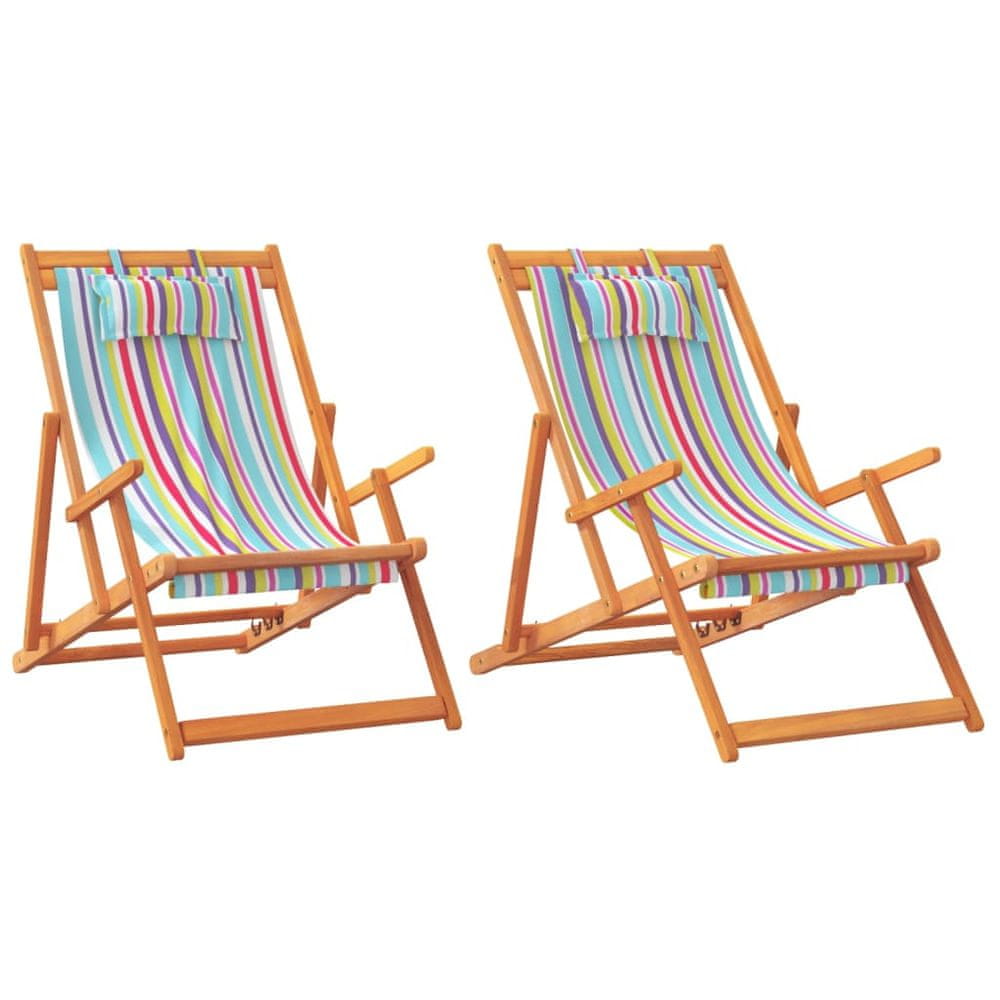Vidaxl Skladacie plážové stoličky 2 ks viacfarebné látka